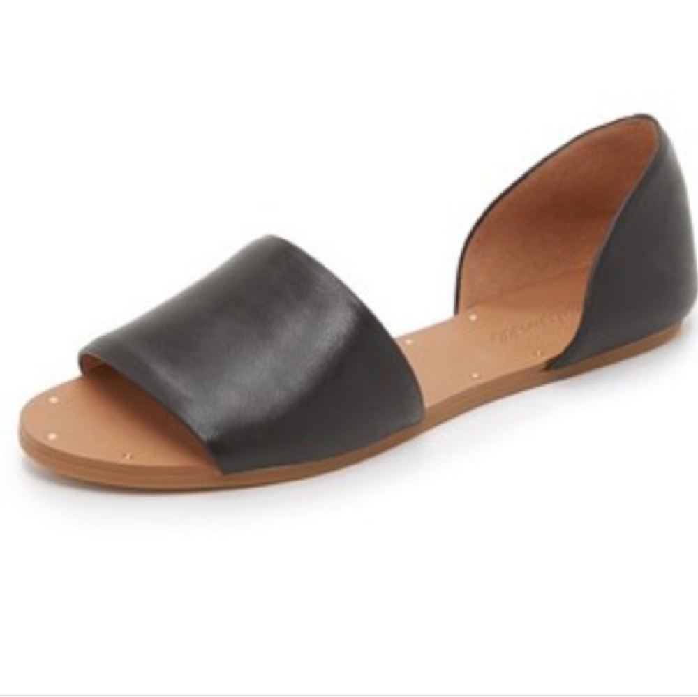 Madewell Thea D'Orsay Black Leather Sandals Flats
